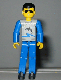 Lot ID: 213159772  Minifig No: tech021  Name: Technic Figure Blue Legs, Light Gray Top with Orca Pattern, Blue Arms