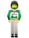 Minifig No: tech022a  Name: Technic Figure White Legs, White Torso with Black 'RESCUE' and Green Belt, Green Arms, Green Helmet, Black Visor - Without Sticker