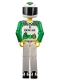 Minifig No: tech022b  Name: Technic Figure White Legs, White Top with Black 'RESCUE' and Green Belt Pattern, Green Arms, White Helmet with Green Snake, Black Visor - Without Sticker
