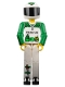 Minifig No: tech022bs  Name: Technic Figure White Legs, White Top with Black 'RESCUE' and Green Belt Pattern, Green Arms, White Helmet with Green Snake, Black Visor - With Sticker