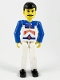Lot ID: 230605057  Minifig No: tech037  Name: Technic Figure White Legs, White Top with Red Arrow-Type Stripes Pattern, Blue Arms