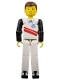 Minifig No: tech039  Name: Technic Figure White Legs, White Top with Red Stripes Pattern, Black Arms (Skier)