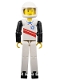 Minifig No: tech039a  Name: Technic Figure White Legs, White Top with Red Stripes Pattern, Black Arms, White Helmet (Skier)