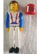 Minifig No: tech041a  Name: Technic Figure White Legs, White Torso with Red Harness, Blue Arms, Red Helmet, Trans-Clear Visor