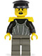 Minifig No: tim002  Name: Time Twisters - Dark Gray Armor with Silver Stripes and Rivets, Yellow Epaulettes (Professor Millennium / Commodore Schmidt)