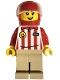 Minifig No: tls124 Name: Hamburger Soapbox Race Car Driver - Female, Red and White Striped Shirt, Tan Legs, Red Helmet, Trans-Clear Visor Minifig No: tls124 Name: Hamburger Soapbox Race Car Driver - Female, Red and White Striped Shirt, Tan Legs, Red Helmet, Trans-Clear Visor
