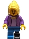 Minifig No: tls125  Name: LEGO Brand Store Customer - Female, Medium Lavender Jacket, Dark Azure Legs with Prosthetic Leg, Bright Light Yellow Hair