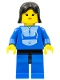 Minifig No: trn014  Name: Jogging Suit,  Blue Legs with Black Hips, Black Female Hair