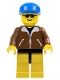 Minifig No: trn020  Name: Jacket Brown - Yellow Legs, Blue Cap