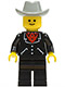 Minifig No: trn023  Name: Suit with 3 Buttons Black - Black Legs, Light Gray Cowboy Hat