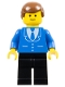 Lot ID: 152799727  Minifig No: trn028  Name: Suit with 3 Buttons Blue - Black Legs, Brown Male Hair