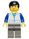 Minifig No: trn032  Name: Suit with 2 Pockets White - Dark Gray Legs, Black Male Hair