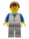 Lot ID: 282562555  Minifig No: trn033  Name: Suit with 2 Pockets White - Light Gray Legs, Brown Male Hair