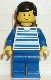 Minifig No: trn038 Name: Horizontal Lines Blue - Blue Arms - Blue Legs, Black Male Hair, Brown Backpack Minifig No: trn038 Name: Horizontal Lines Blue - Blue Arms - Blue Legs, Black Male Hair, Brown Backpack