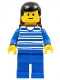 Minifig No: trn038  Name: Horizontal Lines Blue - Blue Arms - Blue Legs, Black Male Hair, Brown Backpack