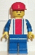 Minifig No: trn040  Name: Vertical Lines Red & Blue - Blue Arms - Blue Legs, Red Cap