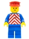 Minifig No: trn050  Name: Red & White Stripes - Blue Legs, Red Hat