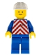 Minifig No: trn051  Name: Red & White Stripes - Blue Legs, White Construction Helmet