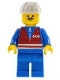 Minifig No: trn054  Name: Red Vest and Zipper - Blue Legs, White Construction Helmet, Moustache