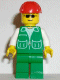 Minifig No: trn074 Name: Jacket Green with 2 Large Pockets - Green Legs, Red Construction Helmet Minifig No: trn074 Name: Jacket Green with 2 Large Pockets - Green Legs, Red Construction Helmet