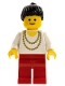 Minifig No: trn077  Name: Necklace Gold - Red Legs, Black Ponytail Hair