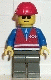 Minifig No: trn081 Name: Red Vest and Zipper - Dark Gray Legs, Red Construction Helmet Minifig No: trn081 Name: Red Vest and Zipper - Dark Gray Legs, Red Construction Helmet
