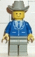 Minifig No: trn084  Name: Suit with 3 Buttons Blue - Light Gray Legs, Light Gray Cowboy Hat