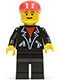Minifig No: trn086  Name: Leather Jacket with Zippers - Black Legs, Red Cap