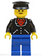Minifig No: trn088  Name: Suit with 3 Buttons Black - Blue Legs, Black Hat