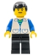 Minifig No: trn094  Name: Suit with 2 Pockets White - Black Legs, Black Male Hair