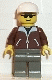 Minifig No: trn095 Name: Jacket Brown - Dark Gray Legs, White Cap Minifig No: trn095 Name: Jacket Brown - Dark Gray Legs, White Cap