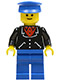 Minifig No: trn097  Name: Suit with 3 Buttons Black - Blue Legs, Blue Hat