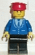 Minifig No: trn099  Name: Suit with 3 Buttons Blue - Black Legs, Red Hat