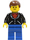Minifig No: trn101  Name: Suit with 3 Buttons Black - Blue Legs, Brown Male Hair