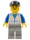 Minifig No: trn104  Name: Suit with 2 Pockets White - Light Gray Legs, Black Cap