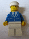 Minifig No: trn134  Name: Suit with 3 Buttons Blue - White Legs, White Hat