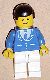 Minifig No: trn137  Name: Suit with 3 Buttons Blue - White Legs, Black Male Hair