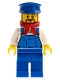 Minifig No: trn228  Name: Overalls Blue over V-Neck Shirt, Blue Legs, Blue Hat, Brown Beard Rounded - Cargo Train Driver