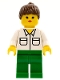 Minifig No: twn014  Name: Shirt with 2 Pockets, Green Legs, Brown Ponytail Hair