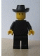 Minifig No: twn019  Name: Patron - Black Torso (without Torso Sticker), Black Legs, Black Cowboy Hat