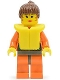 Minifig No: twn022  Name: Orange Rock Raiders Shirt, Brown Ponytail Hair, Life Jacket