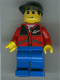 Minifig No: twn027 Name: Red Jacket with Zipper Pockets and Classic Space Logo, Blue Legs, Black Cap Minifig No: twn027 Name: Red Jacket with Zipper Pockets and Classic Space Logo, Blue Legs, Black Cap