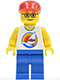Minifig No: twn070  Name: Surfboard on Ocean - Blue Legs, Red Cap, Red Eyebrows, Glasses