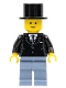 Minifig No: twn071  Name: Suit Black, Top Hat, Sand Blue Legs
