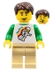Minifig No: twn079  Name: Classic Space Minifigure Floating Pattern, Tan Legs, Dark Brown Short Tousled Hair