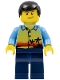 Minifig No: twn107  Name: Sunset and Palm Trees - Dark Blue Legs, Black Male Hair, Crooked Smile