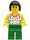 Minifig No: twn110  Name: Shirt with Female Rainbow Stars Pattern, Green Legs, Black Bob Cut Hair