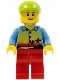 Minifig No: twn118  Name: Sunset and Palm Trees - Male, Red Legs, Lime Short Bill Cap, Thin Grin