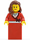 Minifig No: twn121  Name: Sweater Cropped with Bow, Heart Necklace, Red Skirt, Reddish Brown Female Hair over Shoulder, Small Eylashes and Wide Smile