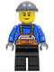 Minifig No: twn123a  Name: Overalls with Safety Stripe Orange, Black Legs, Dark Bluish Gray Knit Cap, Black Eyebrows, Thin Grin